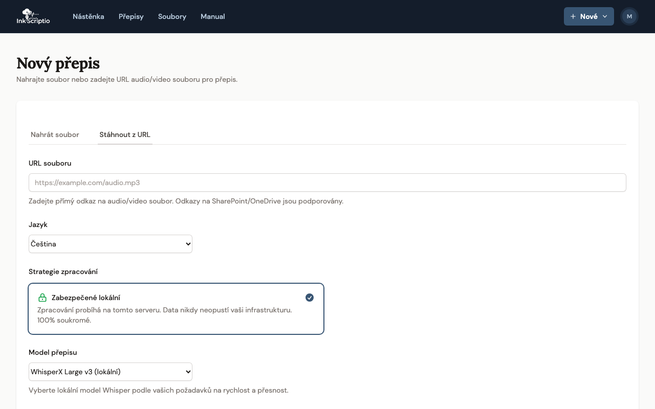 Formulář — záložka Stáhnout z URL